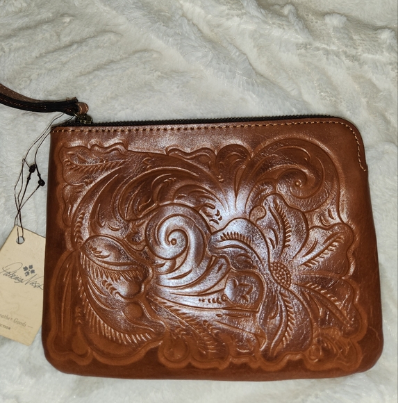 Patricia Nash Handbags - Patricia Nash Brown Embossed Leather Clutch